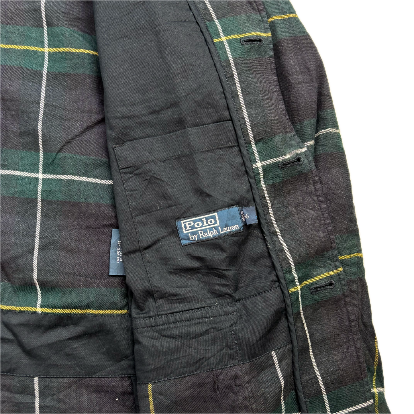 BlackWatch Green Navy Tartan Blazer Sports Coat (Linen Cotton) - 46R