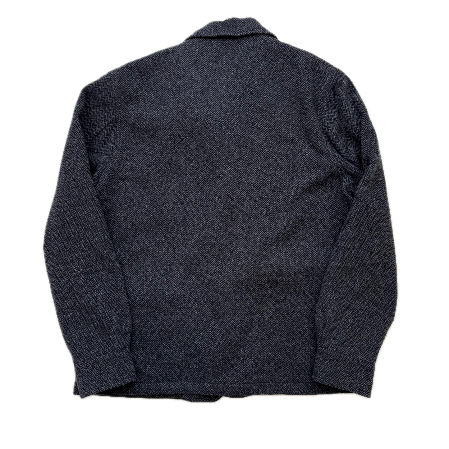 Polo Ralph Lauren Navy Blue Grey Herringbone Blazer Chore Coat (Wool Blend) - 44R