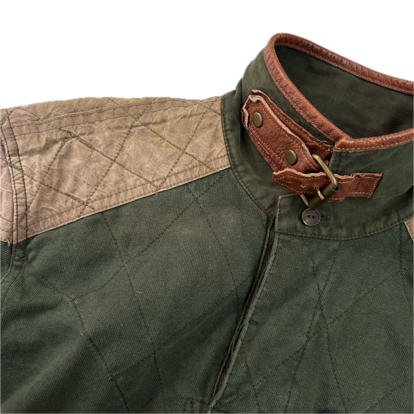 Polo Ralph Lauren Riders Association Motorcycle Polo Shirt Leather Collar - S