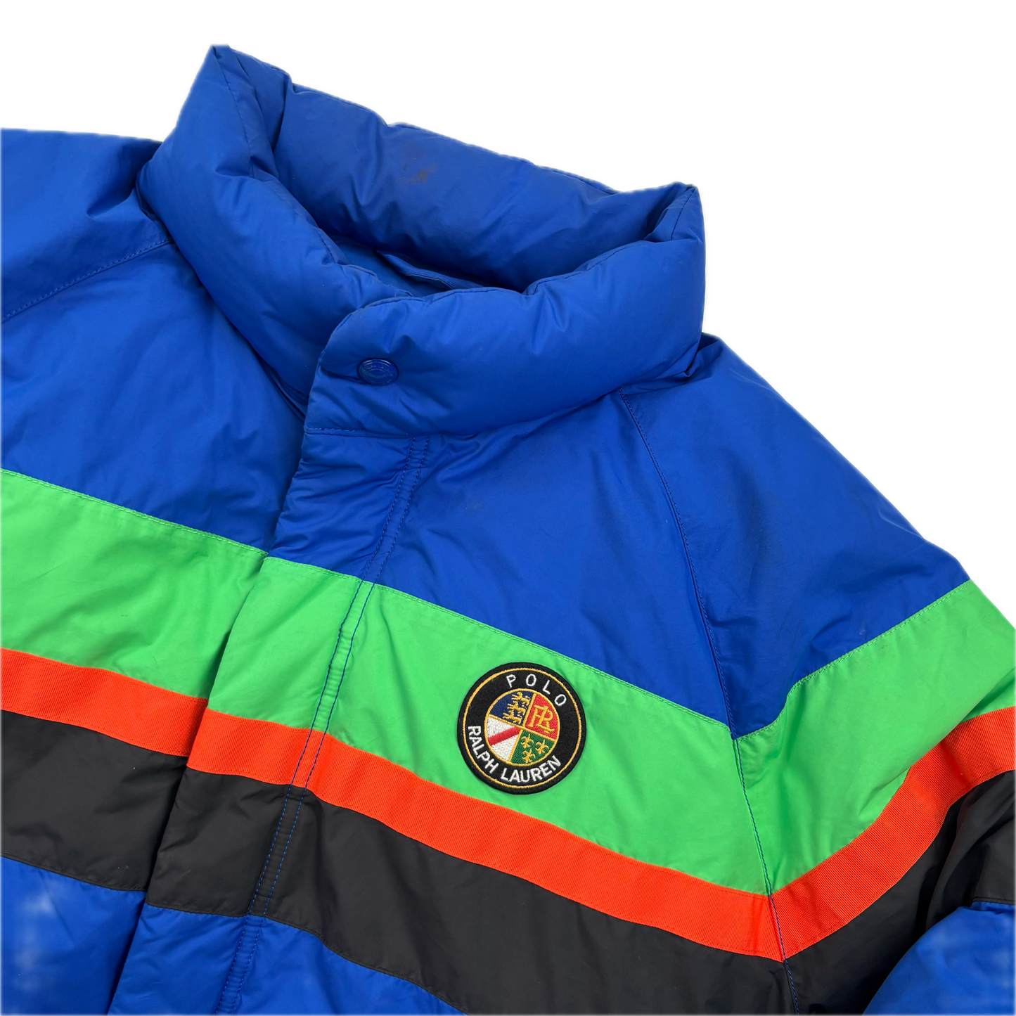 Polo Ralph Lauren Retro Blue Cookie Patch Puffer Jacket Down Coat - M