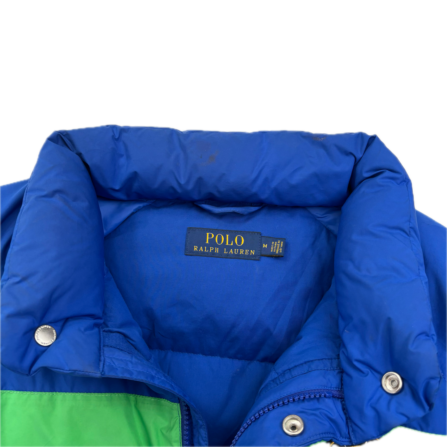 Polo Ralph Lauren Retro Blue Cookie Patch Puffer Jacket Down Coat - M