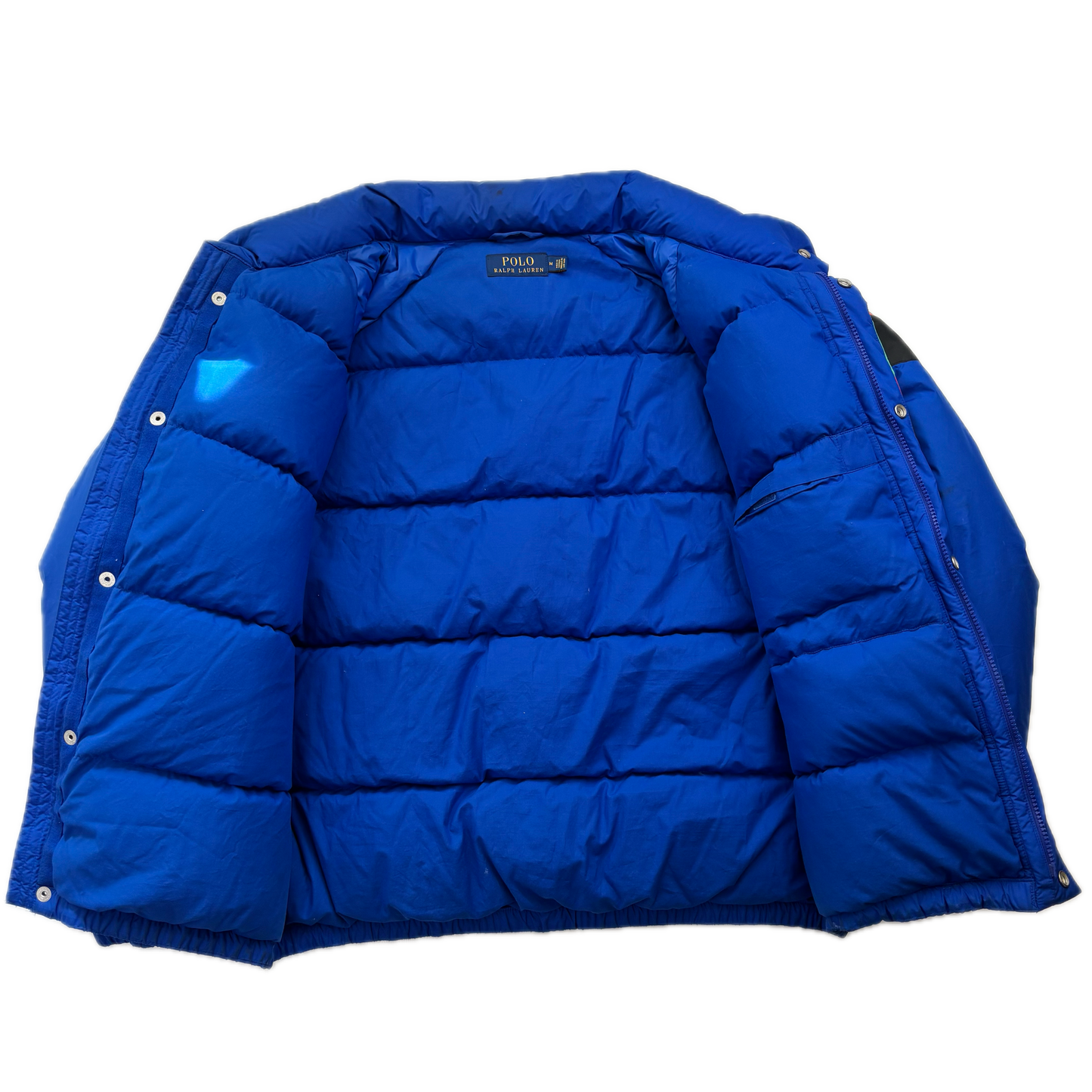 Polo Ralph Lauren Retro Blue Cookie Patch Puffer Jacket Down Coat - M