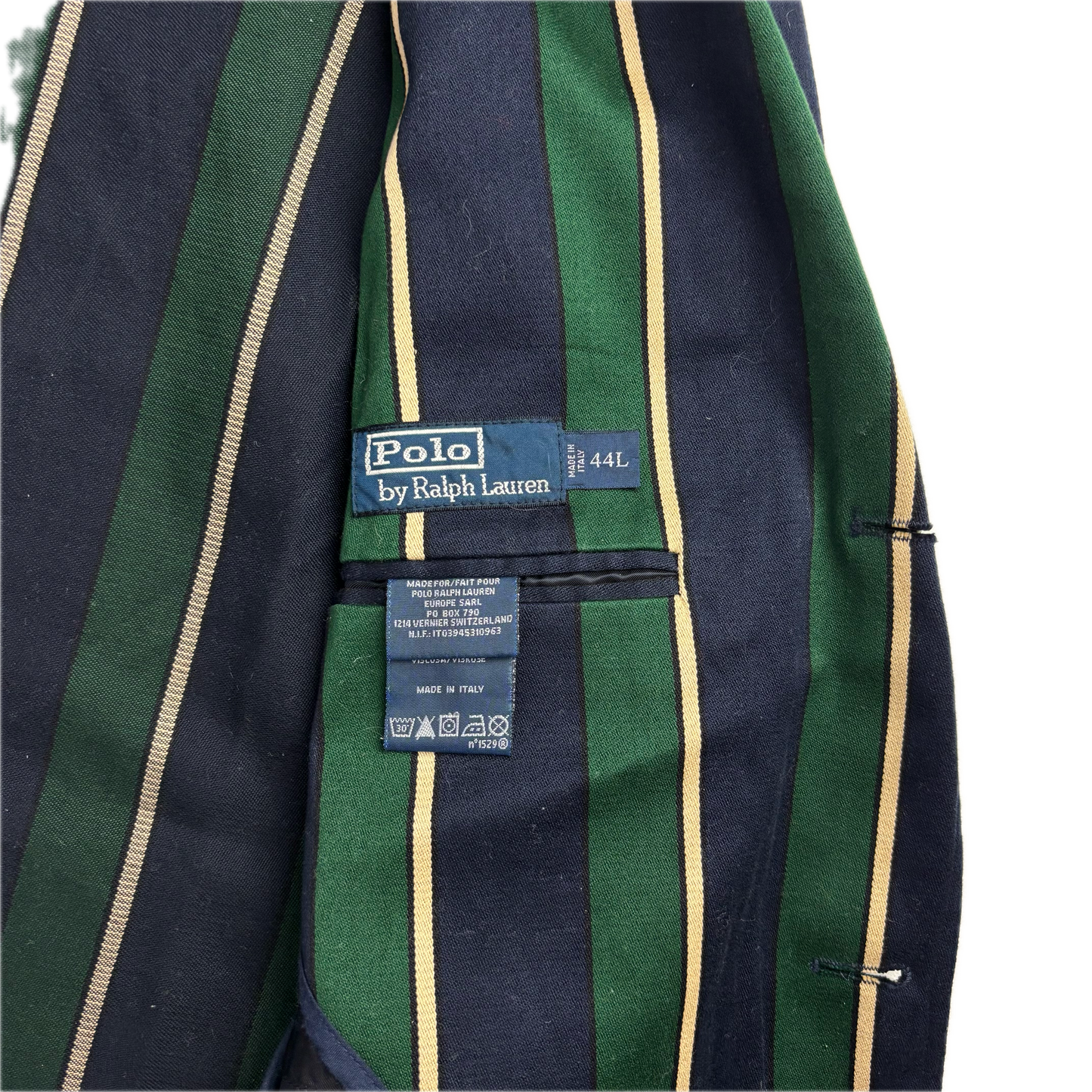 Navy Green Striped Rowing Sports Jacket Blazer - 44L