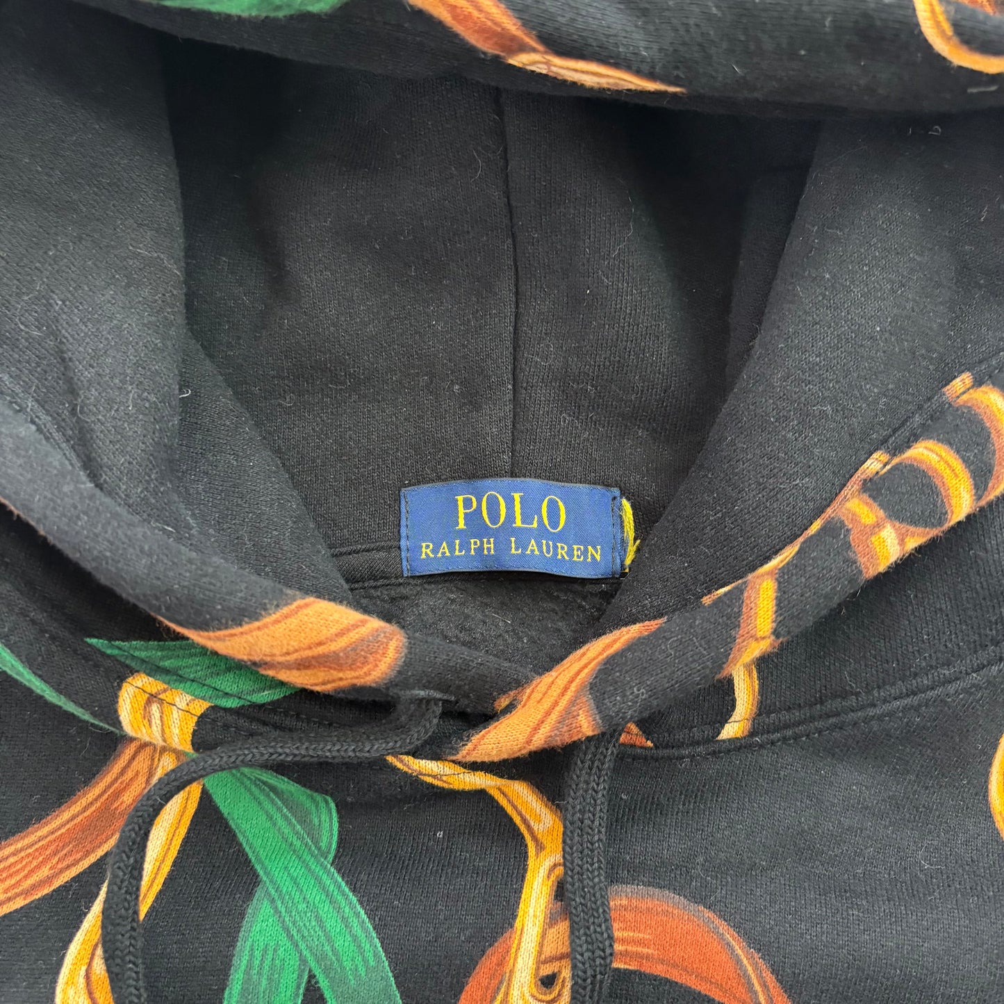 Polo Ralph Lauren Black Equestrian Print Hoodie - M
