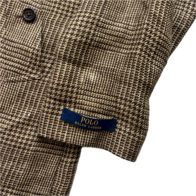 Polo Ralph Lauren Glen Plaid Over Coat Balmacaan Tweed (Linen Silk) - 40R