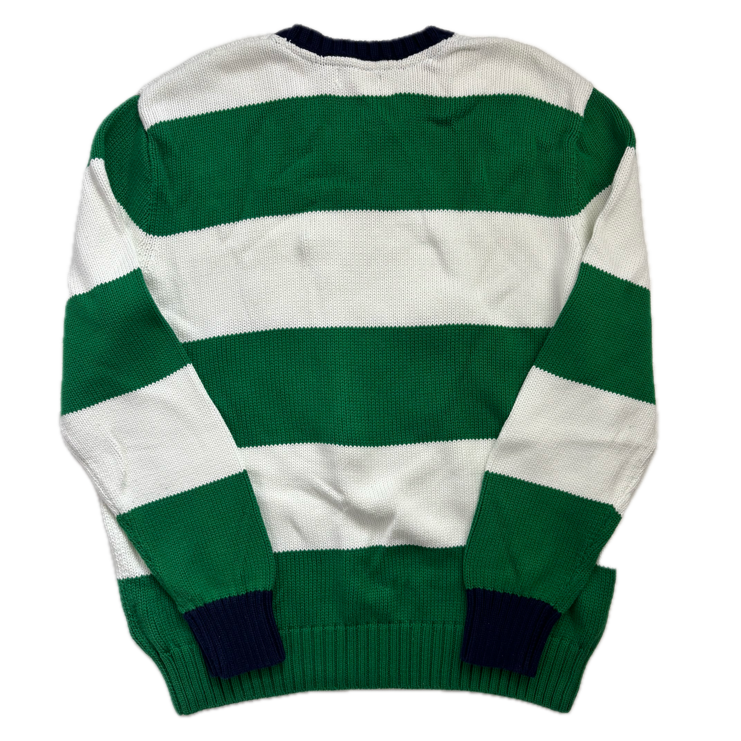 Polo Ralph Lauren Green White Striped Yacht Club Jumper Sweater - L