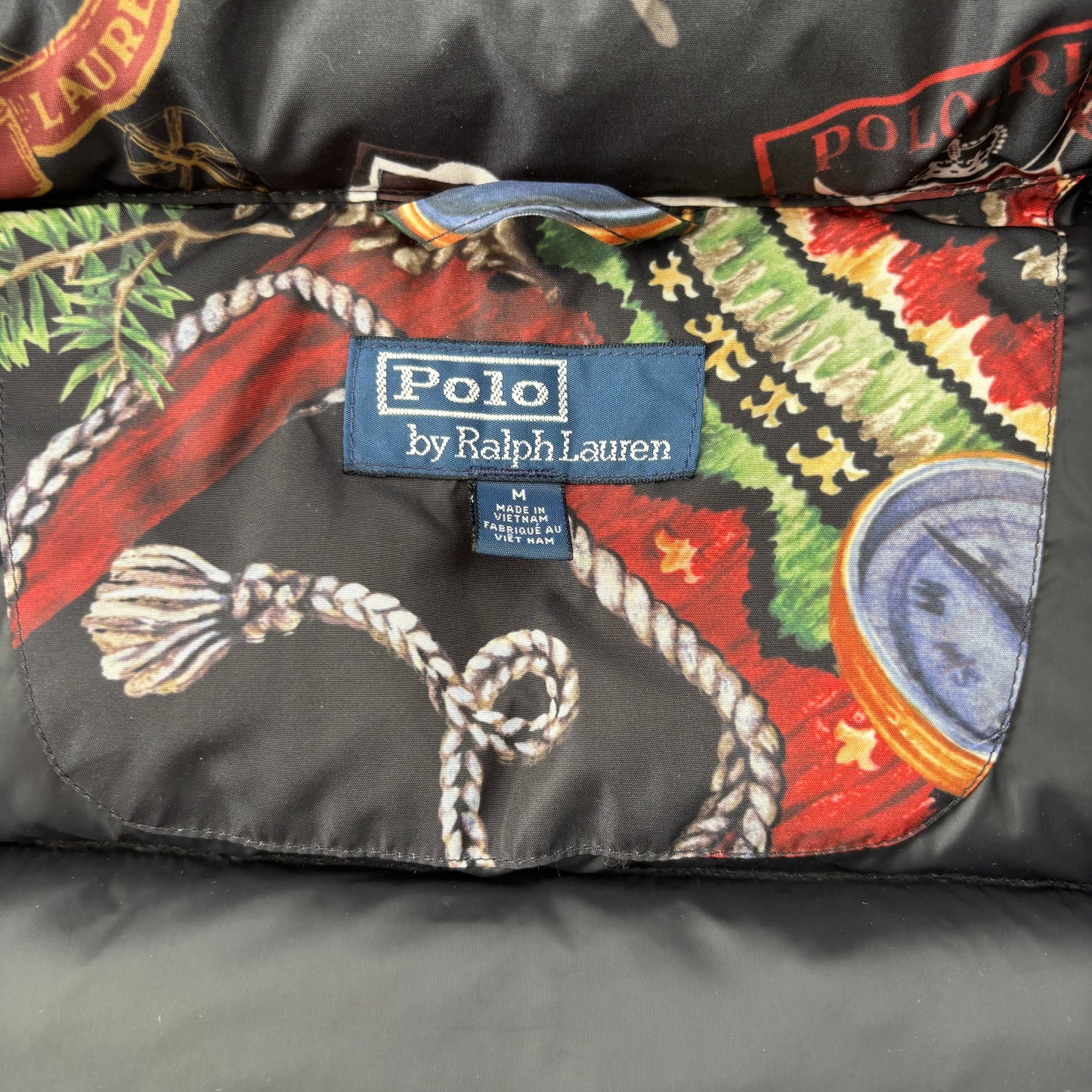 Polo Ralph Lauren Black Ski Graphic Puffer Jacket Down Coat - M