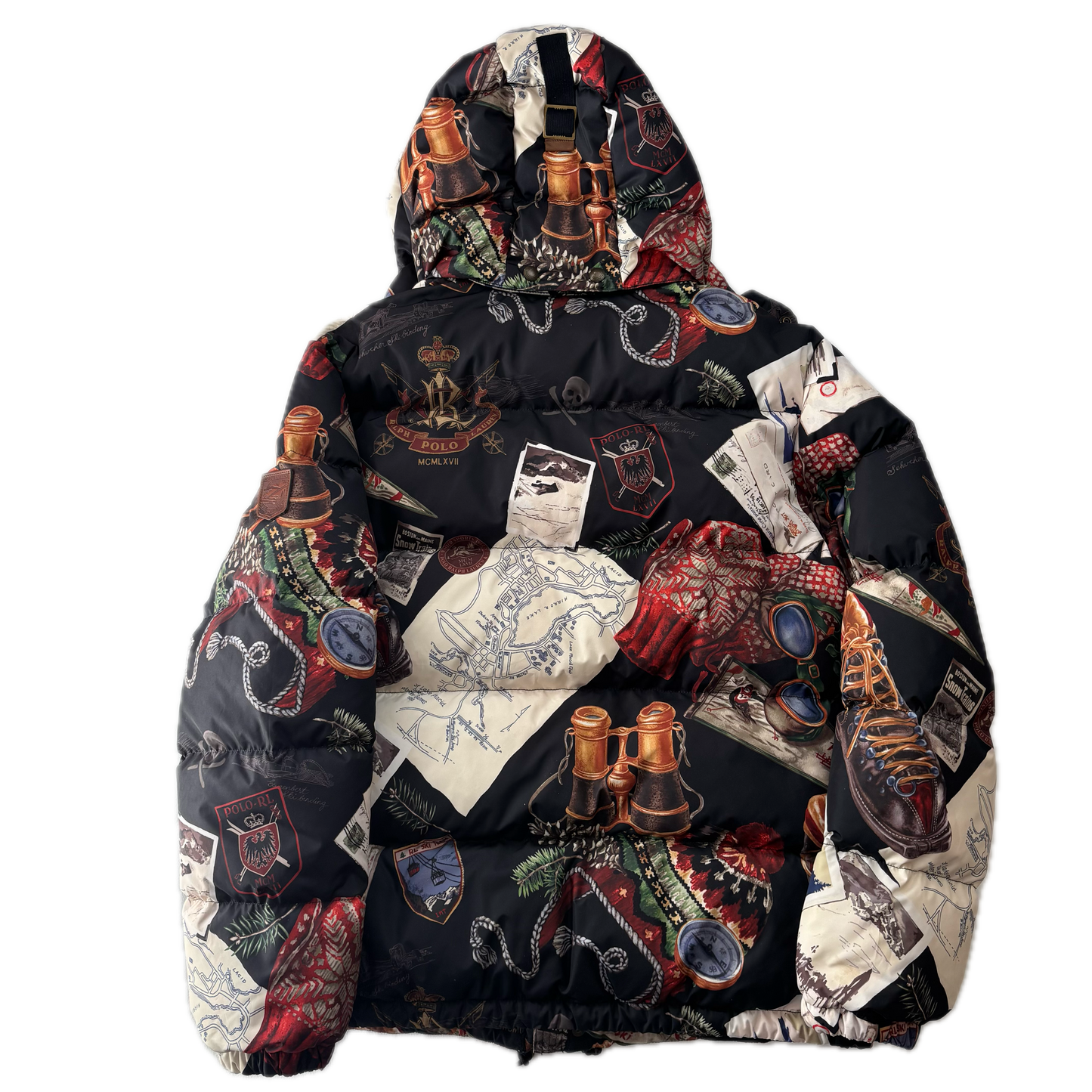 Polo Ralph Lauren Black Ski Graphic Puffer Jacket Down Coat - M