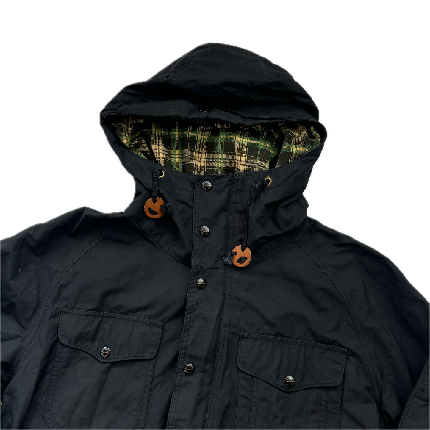 Black Rain Coat Hooded Parka - L