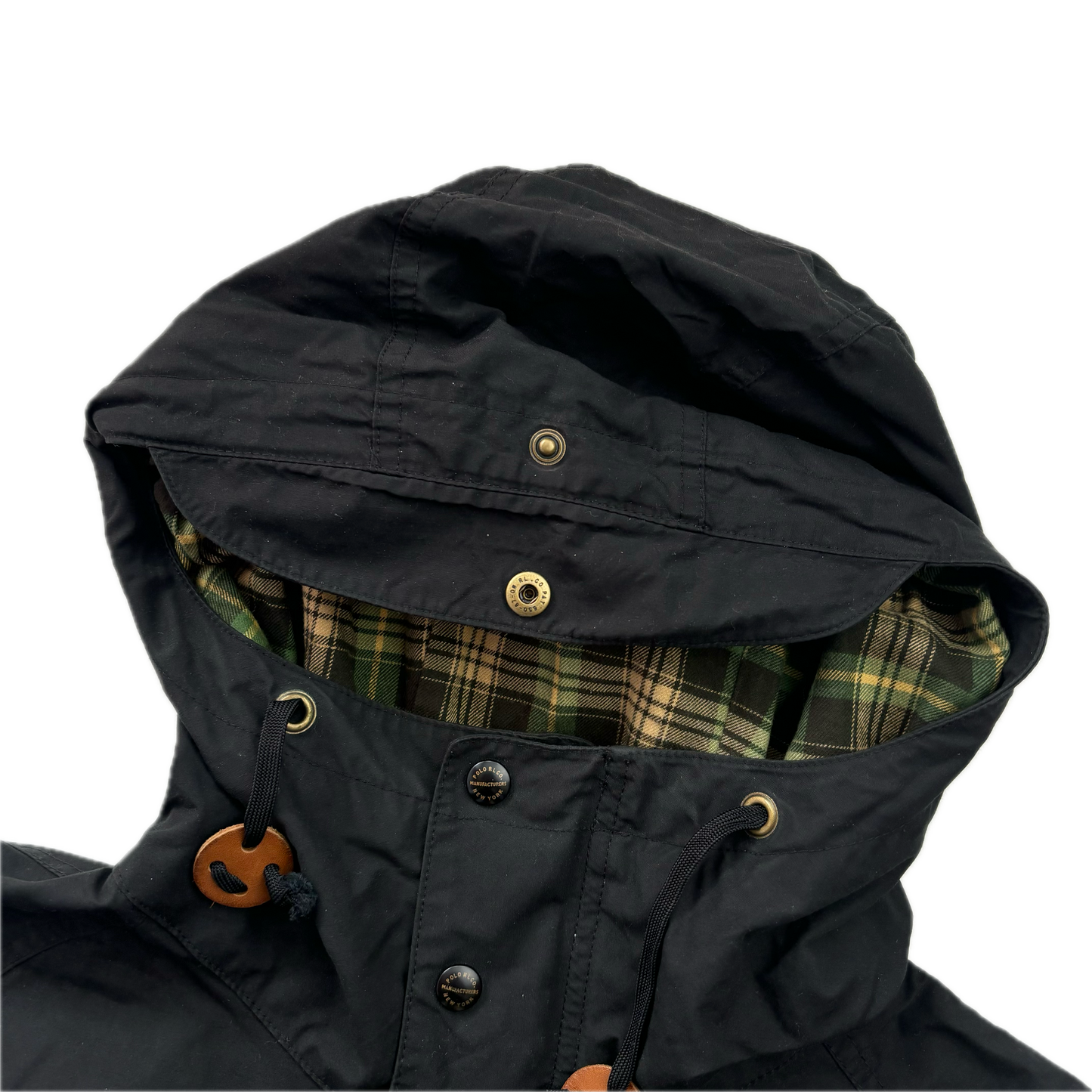 Black Rain Coat Hooded Parka - L