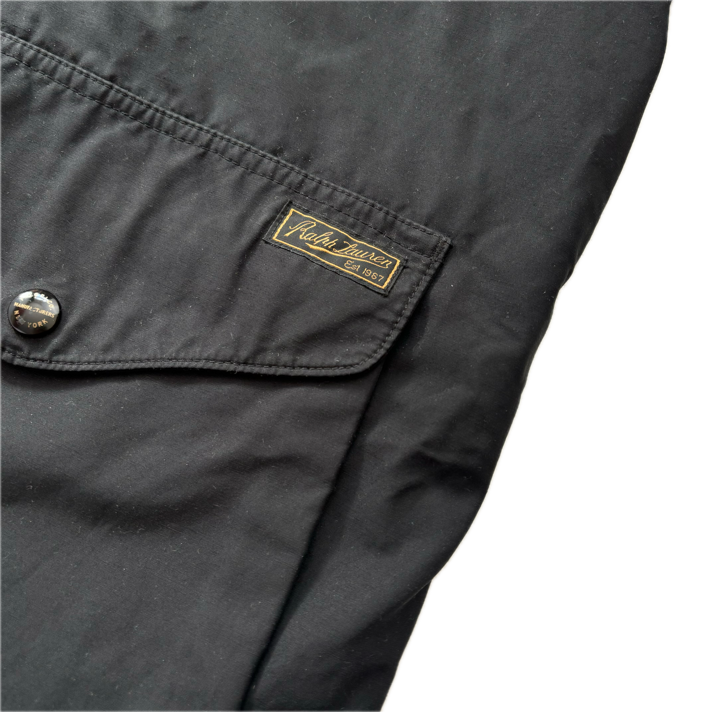 Black Rain Coat Hooded Parka - L