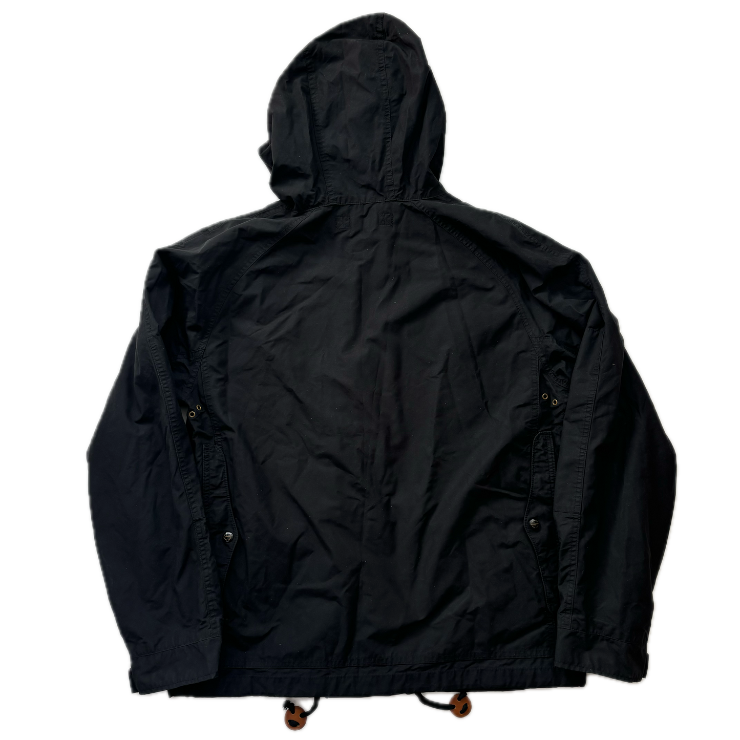 Black Rain Coat Hooded Parka - L