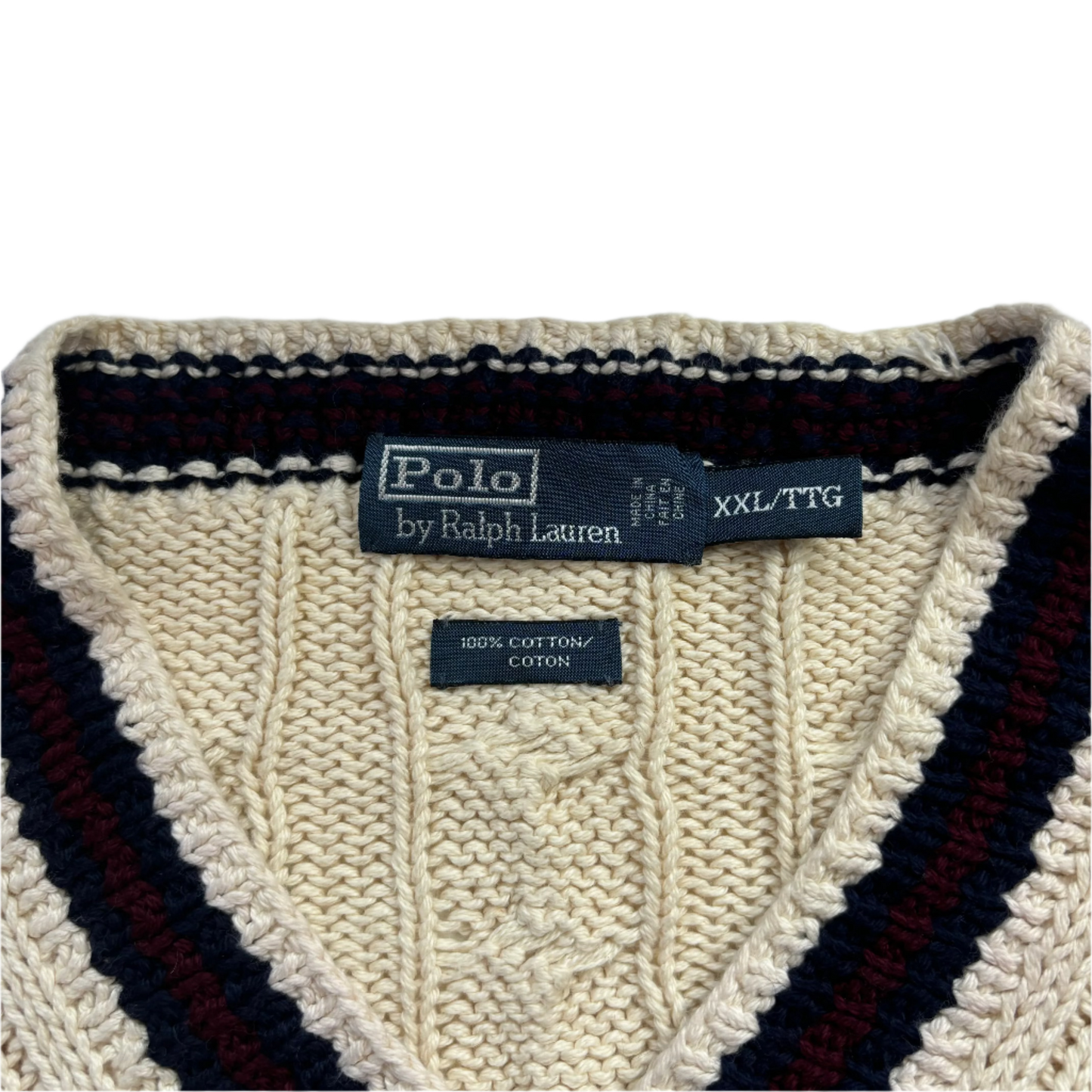 Cream Cricket Jumper Tennis Cableknit - XXL