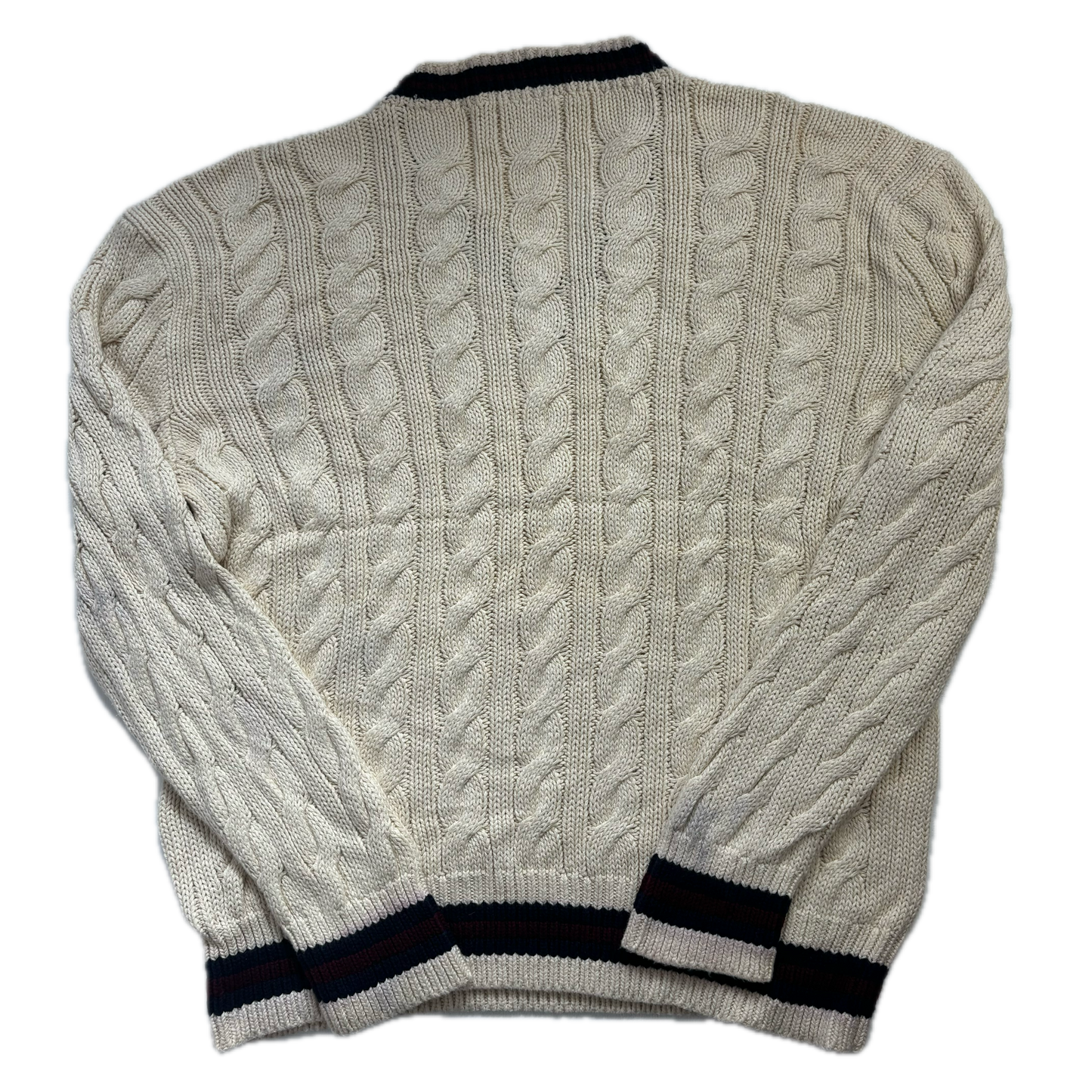 Cream Cricket Jumper Tennis Cableknit - XXL