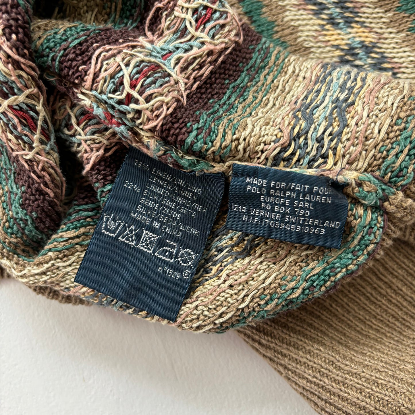 Fairisle Jumper V-Neck Sweater (Silk Linen) - L