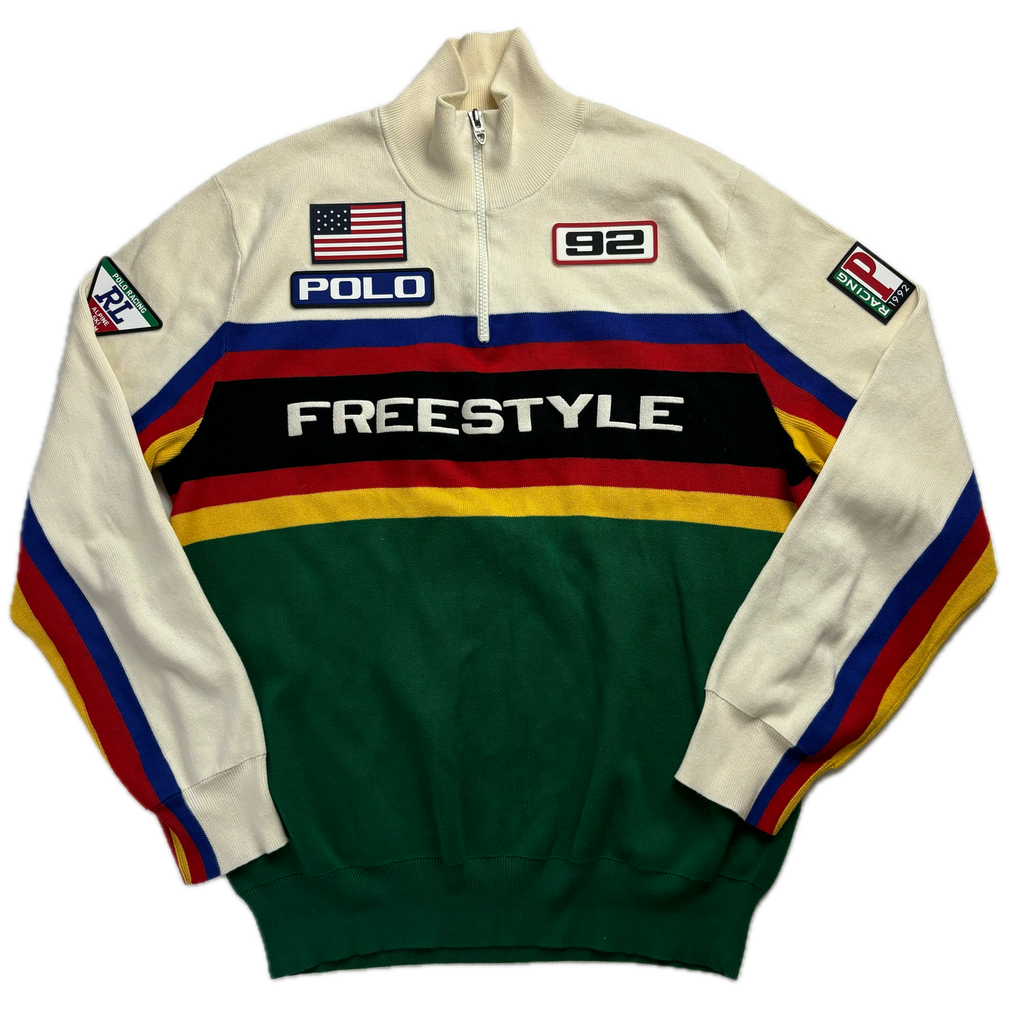 Polo Ralph Lauren Freestyle Ski USA 1/4 Zip Jumper Alpine Racing 1992 Retro - L