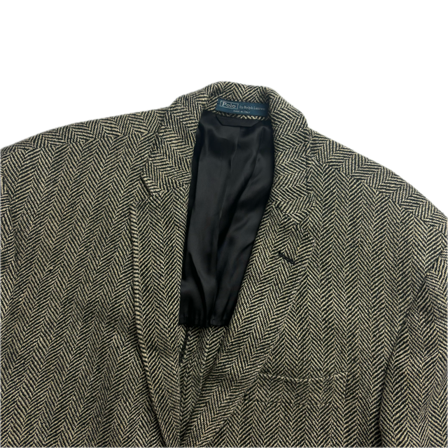 Polo Ralph Lauren Grey Herringbone Blazer (Flax Silk Wool) - 44R