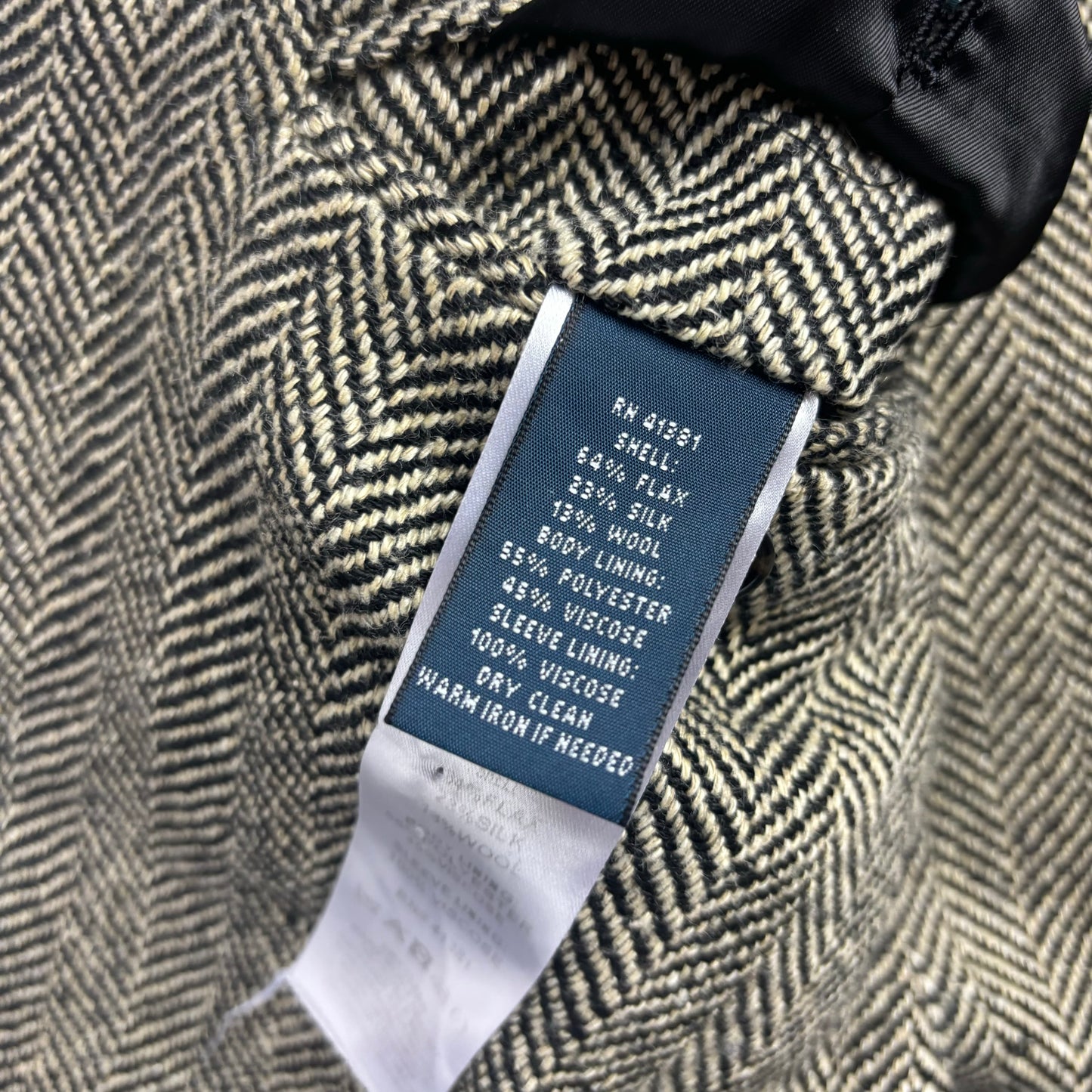 Polo Ralph Lauren Grey Herringbone Blazer (Flax Silk Wool) - 44R
