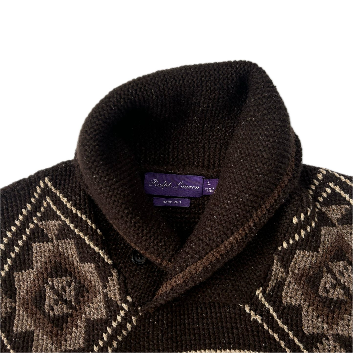 Purple Label Aztec Hand Knit Intarsia Sweater - L