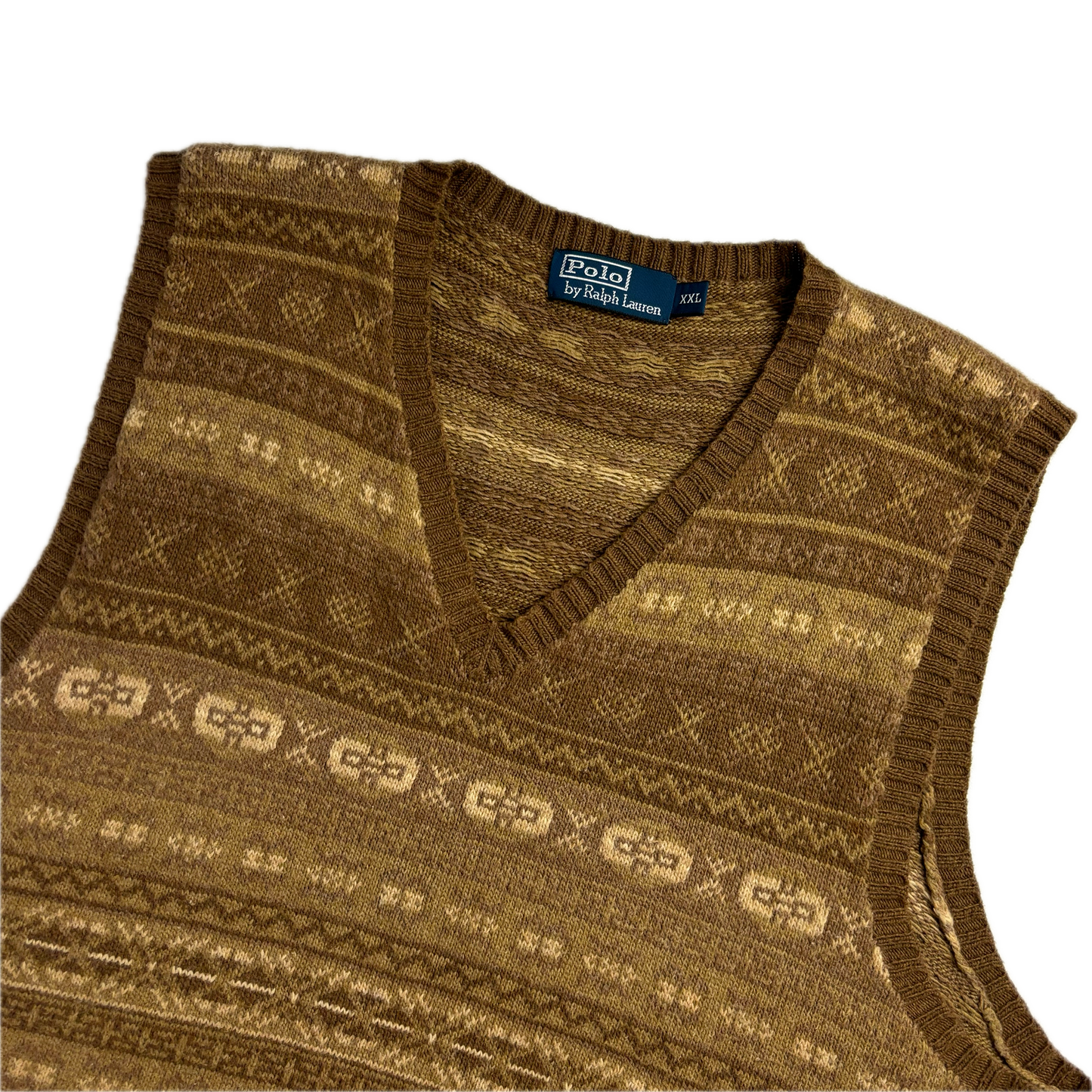 Brown Fairisle Vest (Cotton Cashmere) - XXL