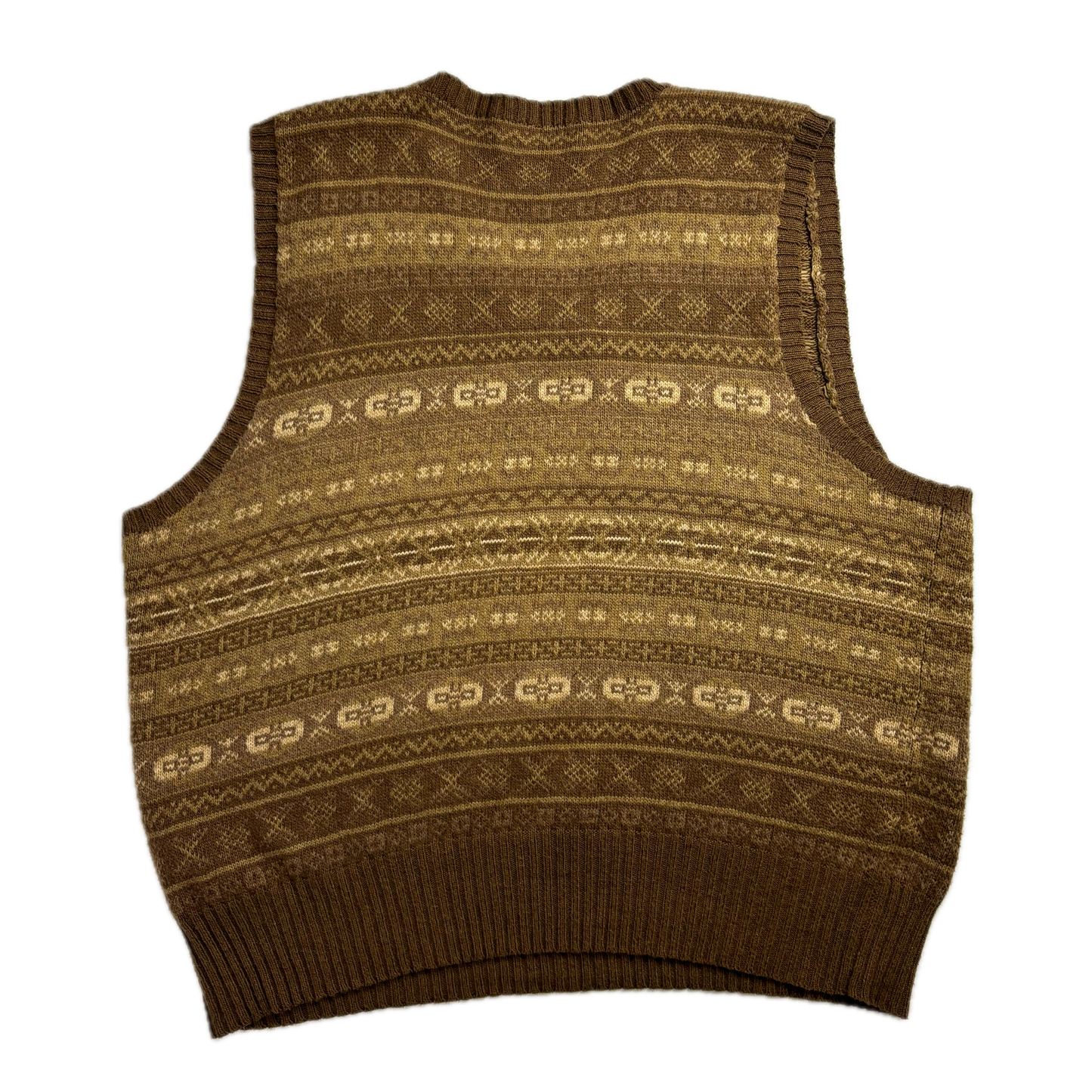 Brown Fairisle Vest (Cotton Cashmere) - XXL