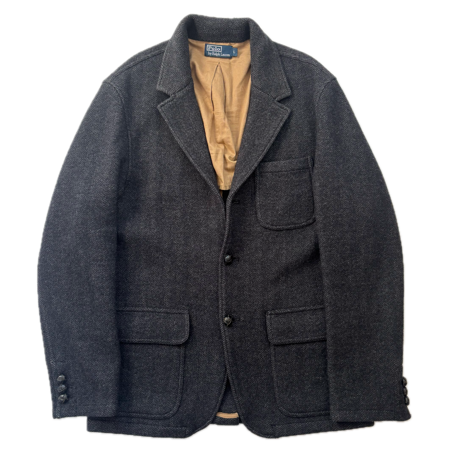 Polo Ralph Lauren Dark Grey Herringbone Blazer Wool L