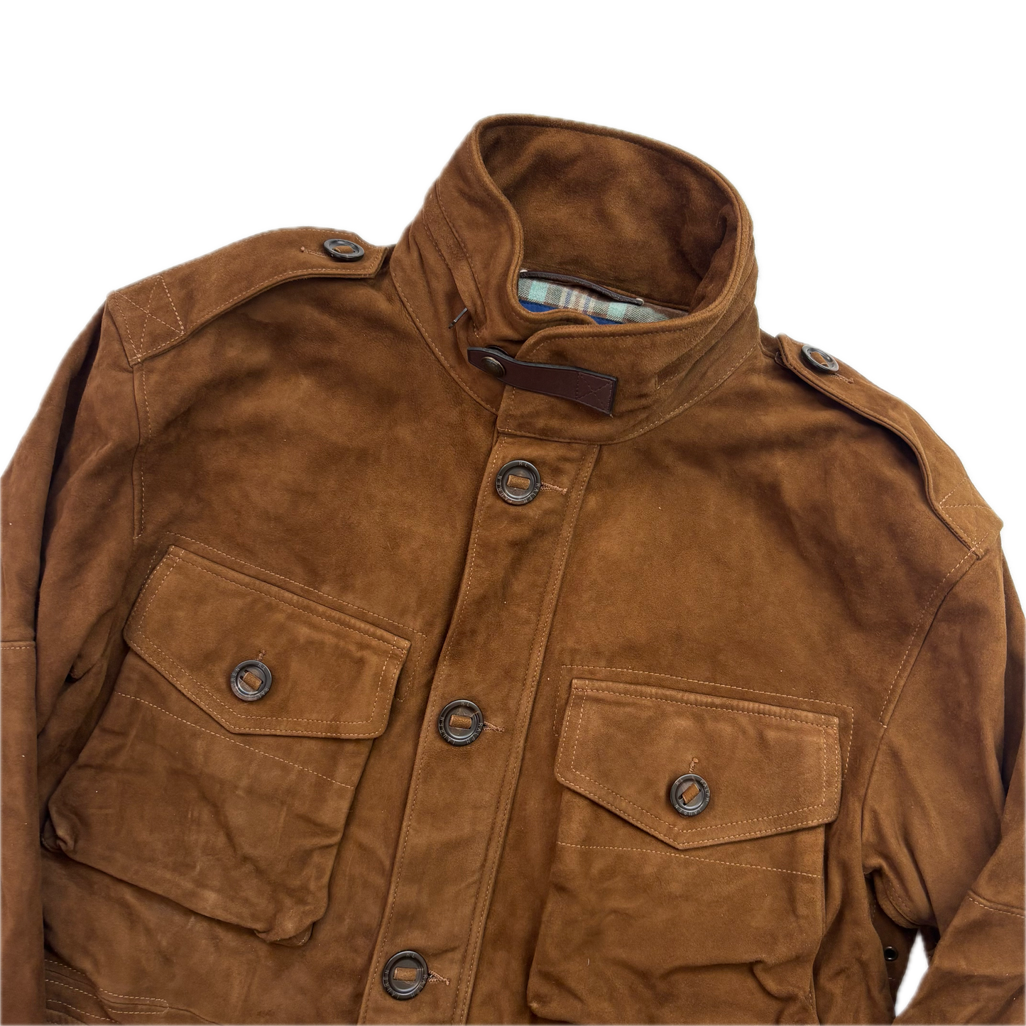 Brown Suede Utility Jacket - M