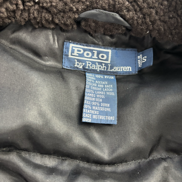 Lambswool Collar Black Bomber Jacket - S