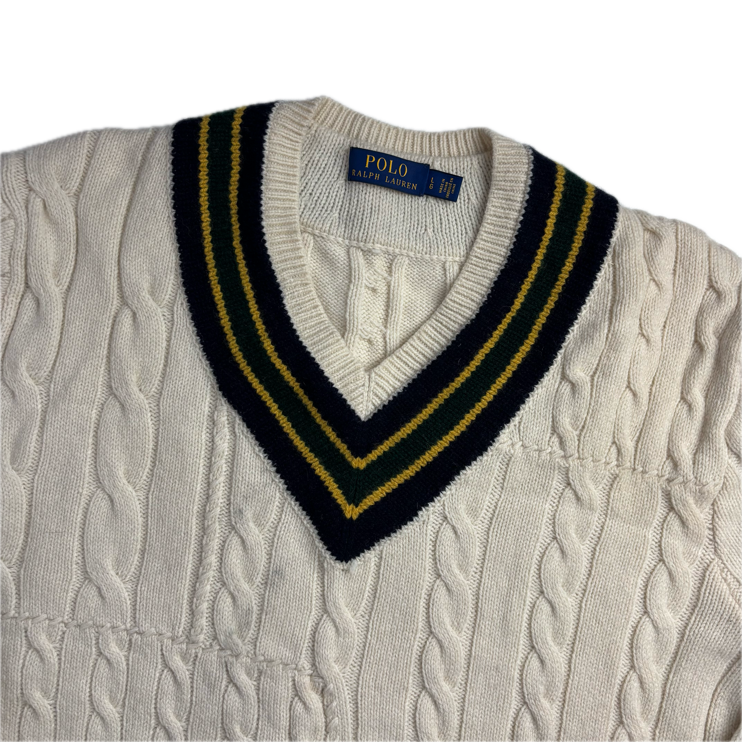 Polo Ralph Lauren Patchwork Cricket Jumper - L