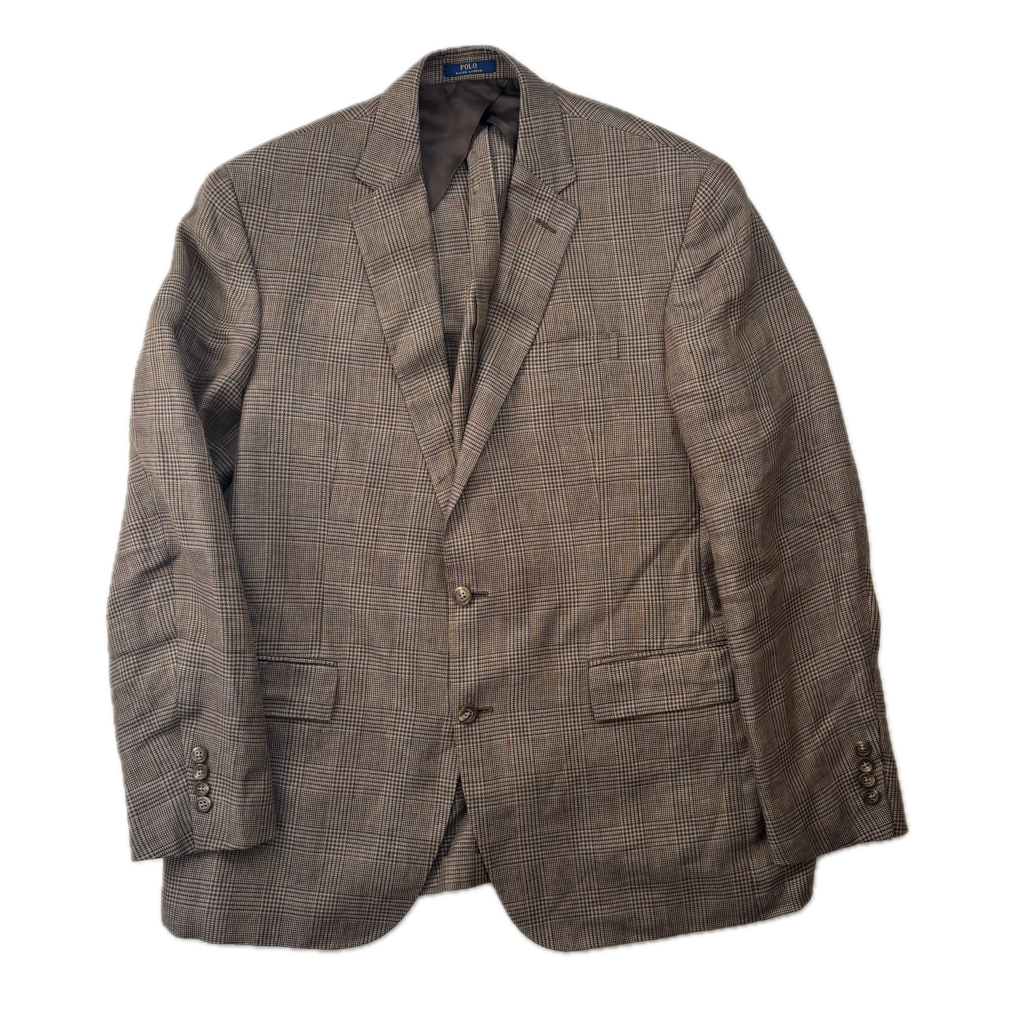 Glen Plaid Check Suit Blazer & Waistcoat (Linen) - 44R
