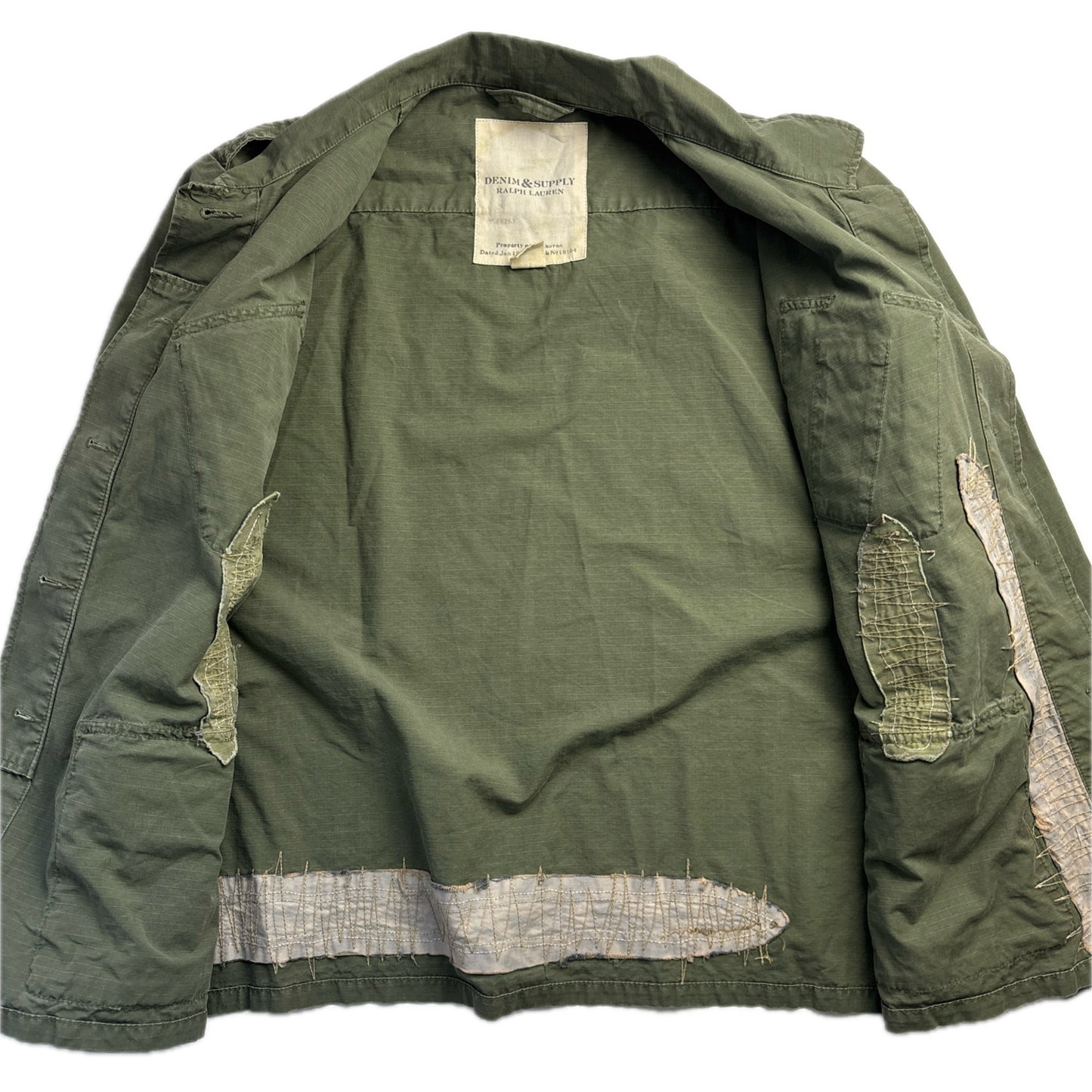 Denim & Supply Distressed Military Jacket Parka - L