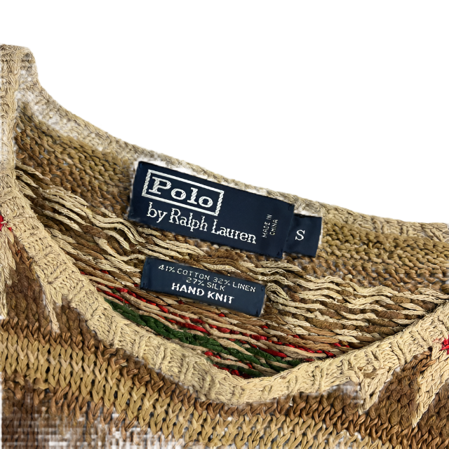 Brown Aztec Hand Knit Southwestern Sweater - S