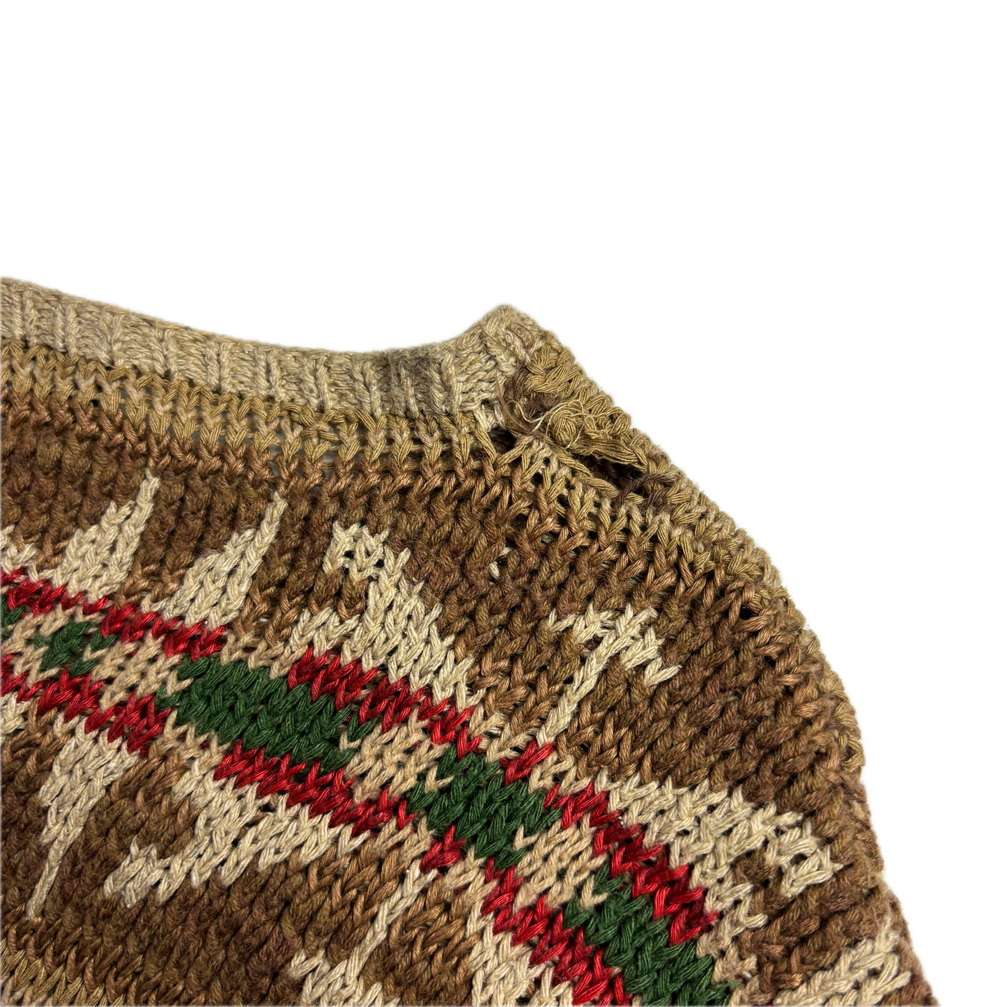 Brown Aztec Hand Knit Southwestern Sweater - S