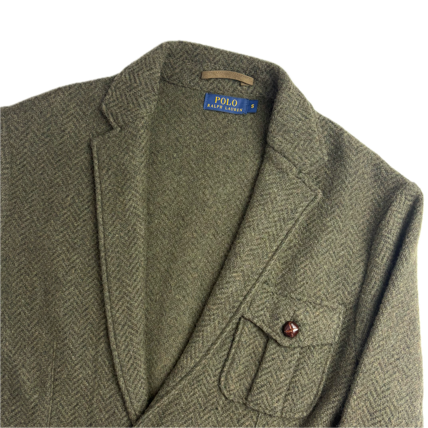 Polo Ralph Lauren Green Herringbone Tweed Blazer Sports Coat Wool - S