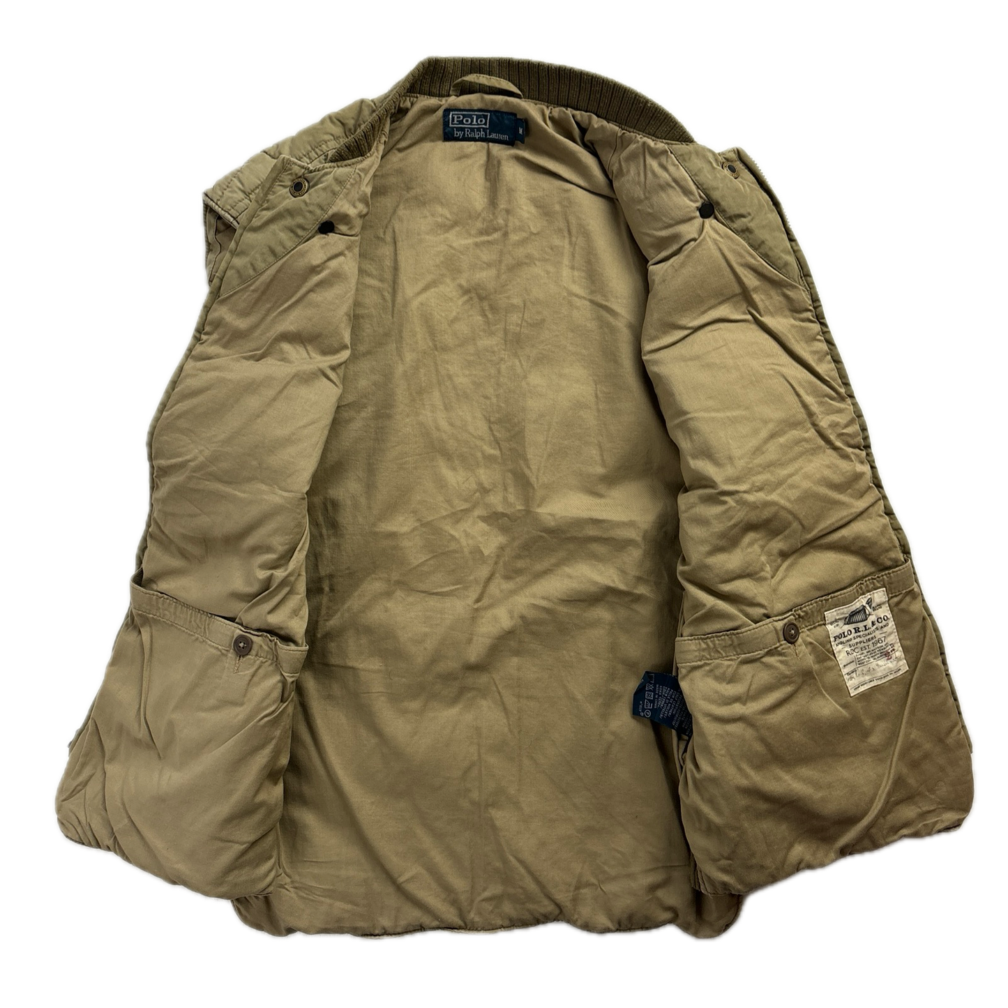 Beige Quilted Puffer Vest Gilet Hunting - M
