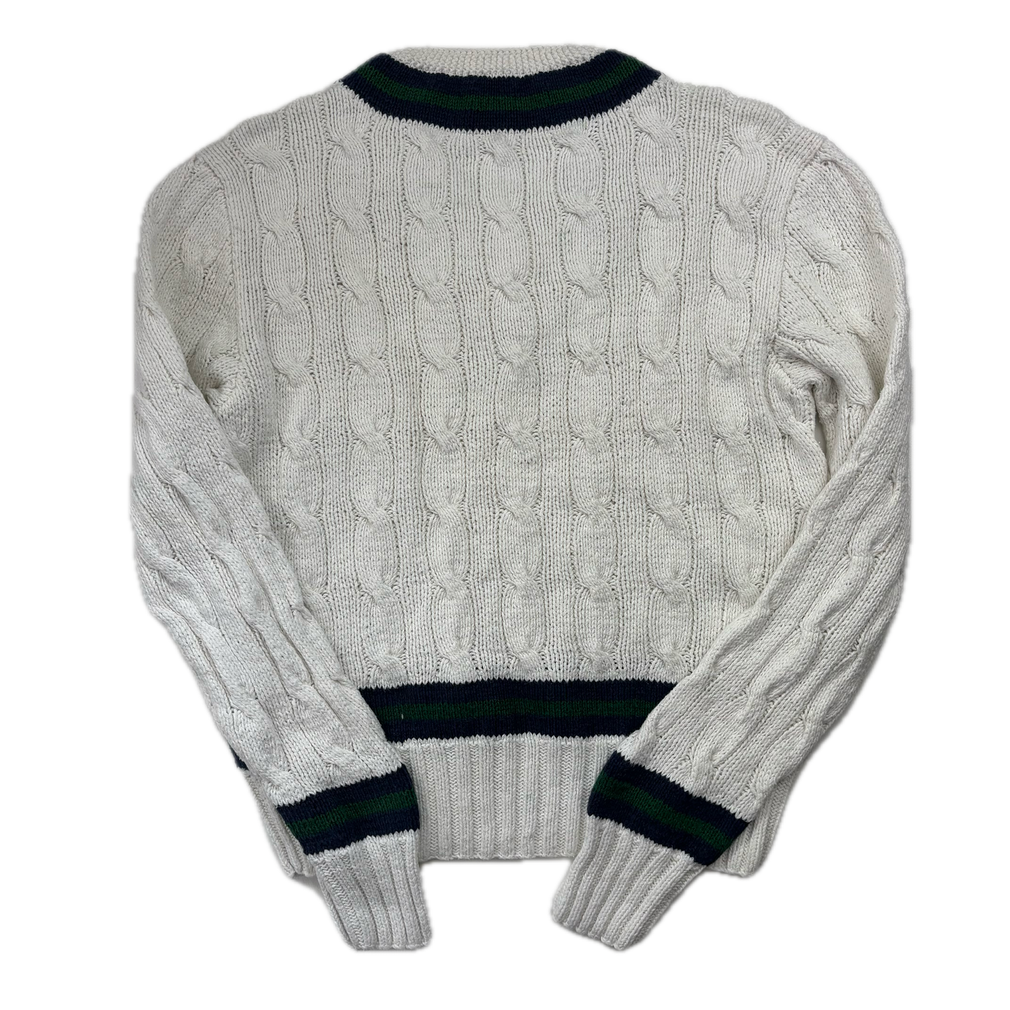 Ivory Cricket Jumper Hand Knit Cableknit (Linen Cotton)- L