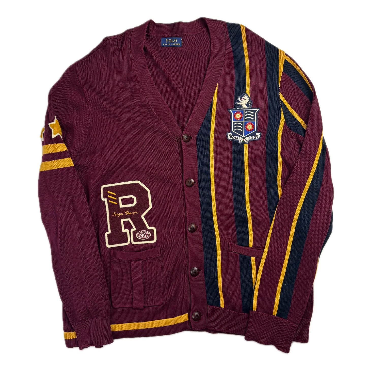Varsity Cardigan Burgundy Striped Cardigan - XXL