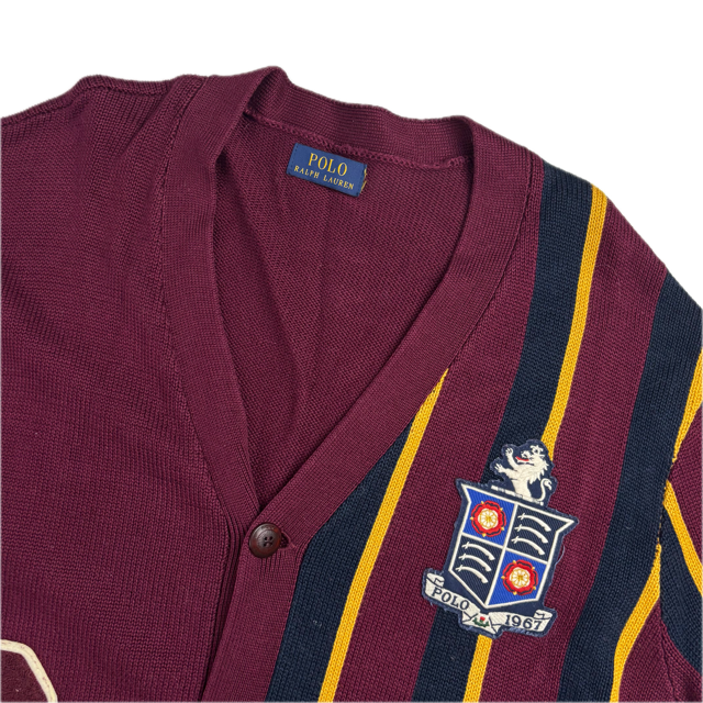 Varsity Cardigan Burgundy Striped Cardigan - XXL