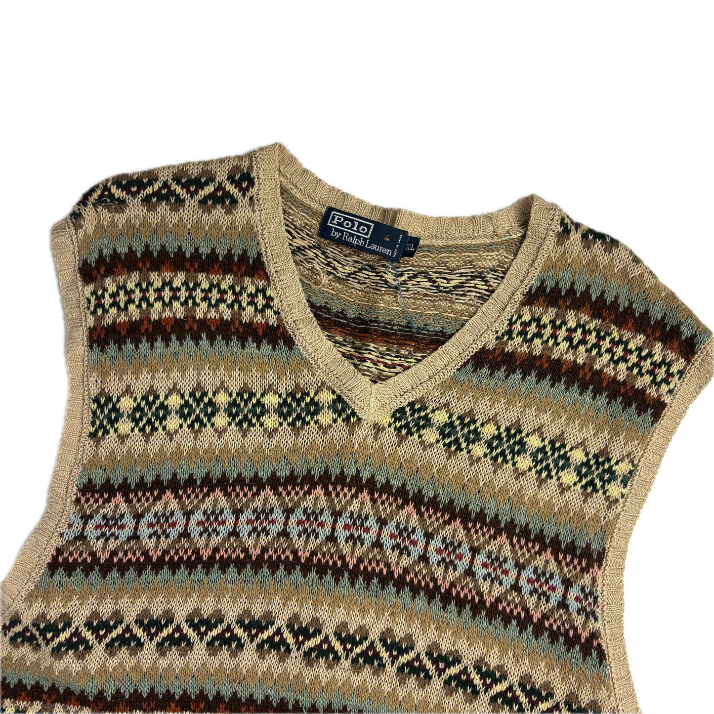 Polo Ralph Lauren Beige Fairisle Vest (Linen Cotton Silk) - XL