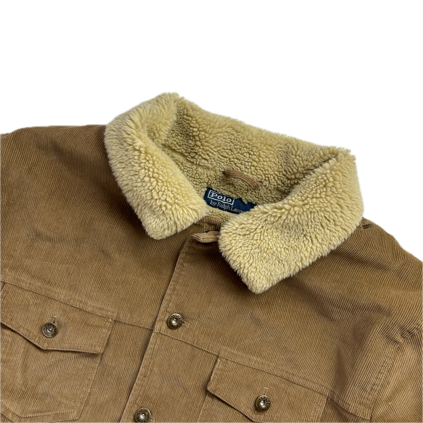 Polo Ralph Lauren Tan Corduroy Sherpa Fleece Lined Trucker Jacket - XL