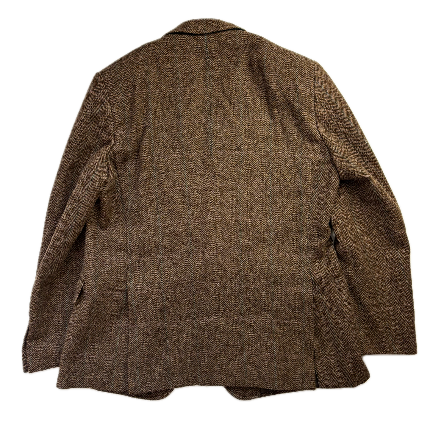 Brown Herringbone Tweed Suit Blazer (Wool) - 46R
