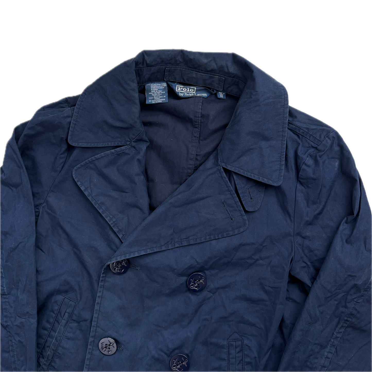 Polo Ralph Lauren Navy Double Breasted Rain Mac Coat Trench - M