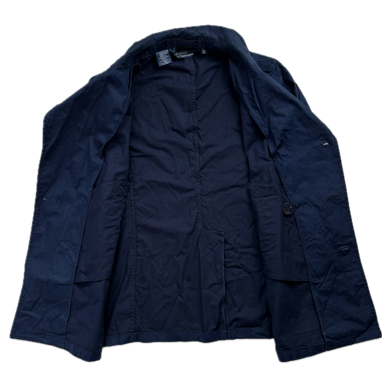 Polo Ralph Lauren Navy Double Breasted Rain Mac Coat Trench - M