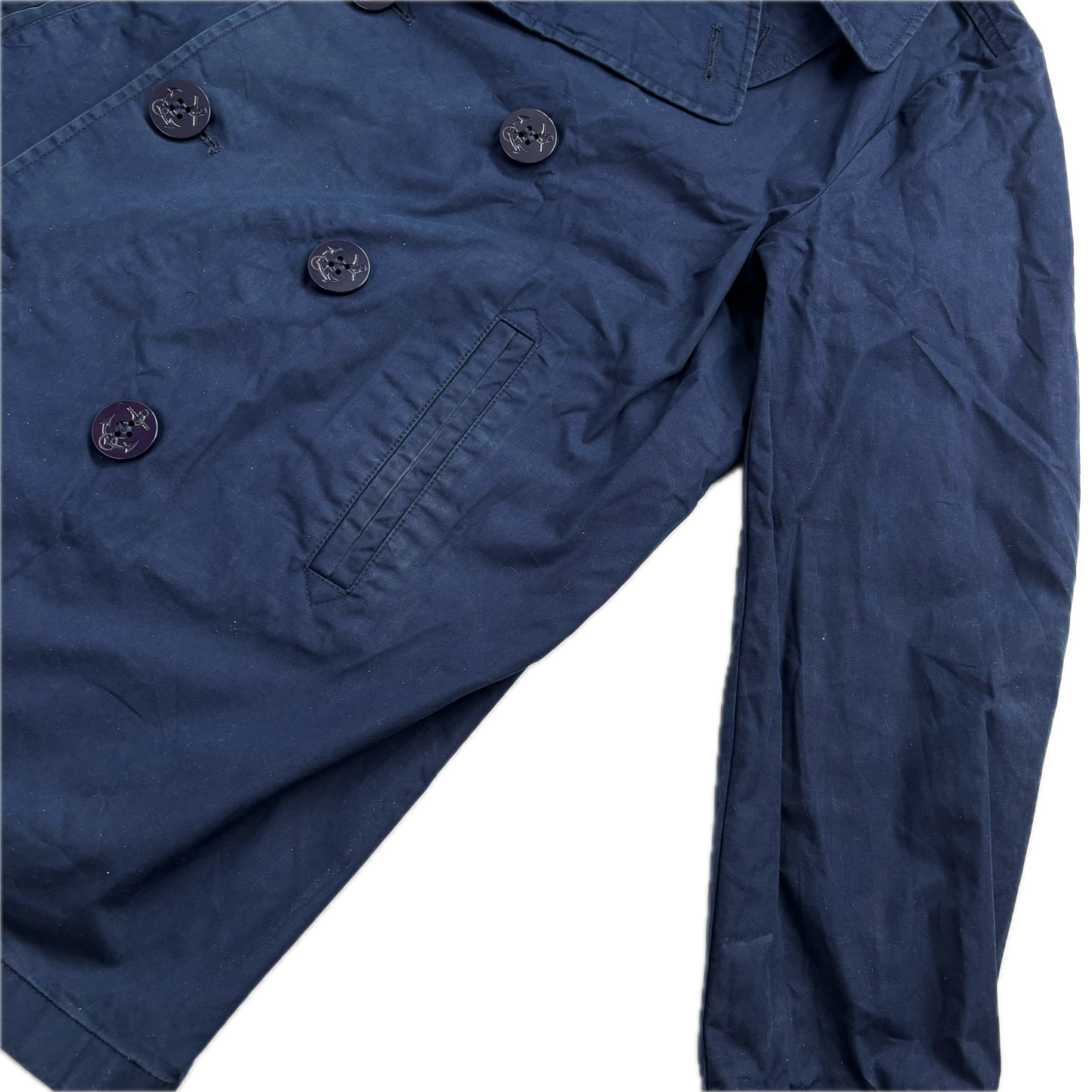 Polo Ralph Lauren Navy Double Breasted Rain Mac Coat Trench - M