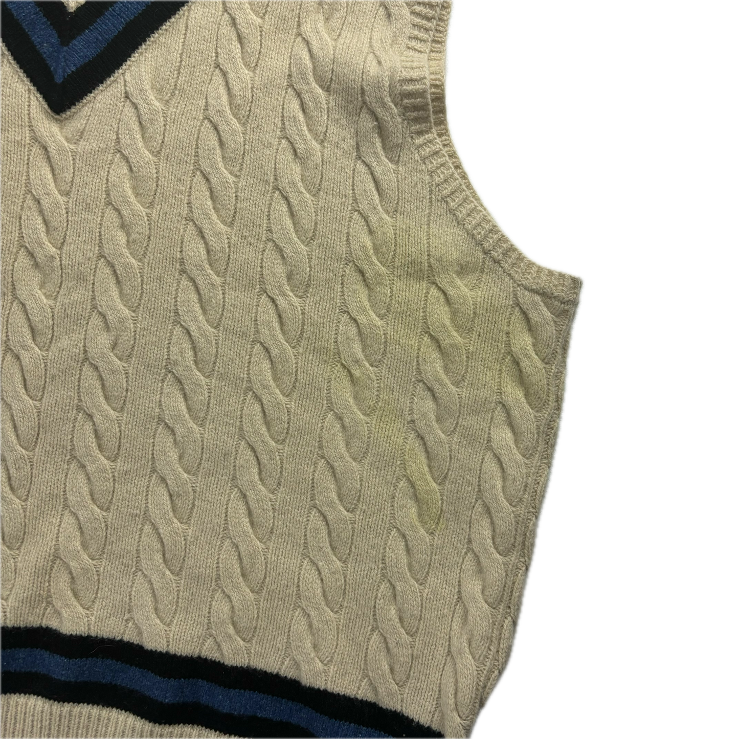 Ivory Cricket Vest Tennis Cableknit (Wool Silk Cashmere) - 2XB