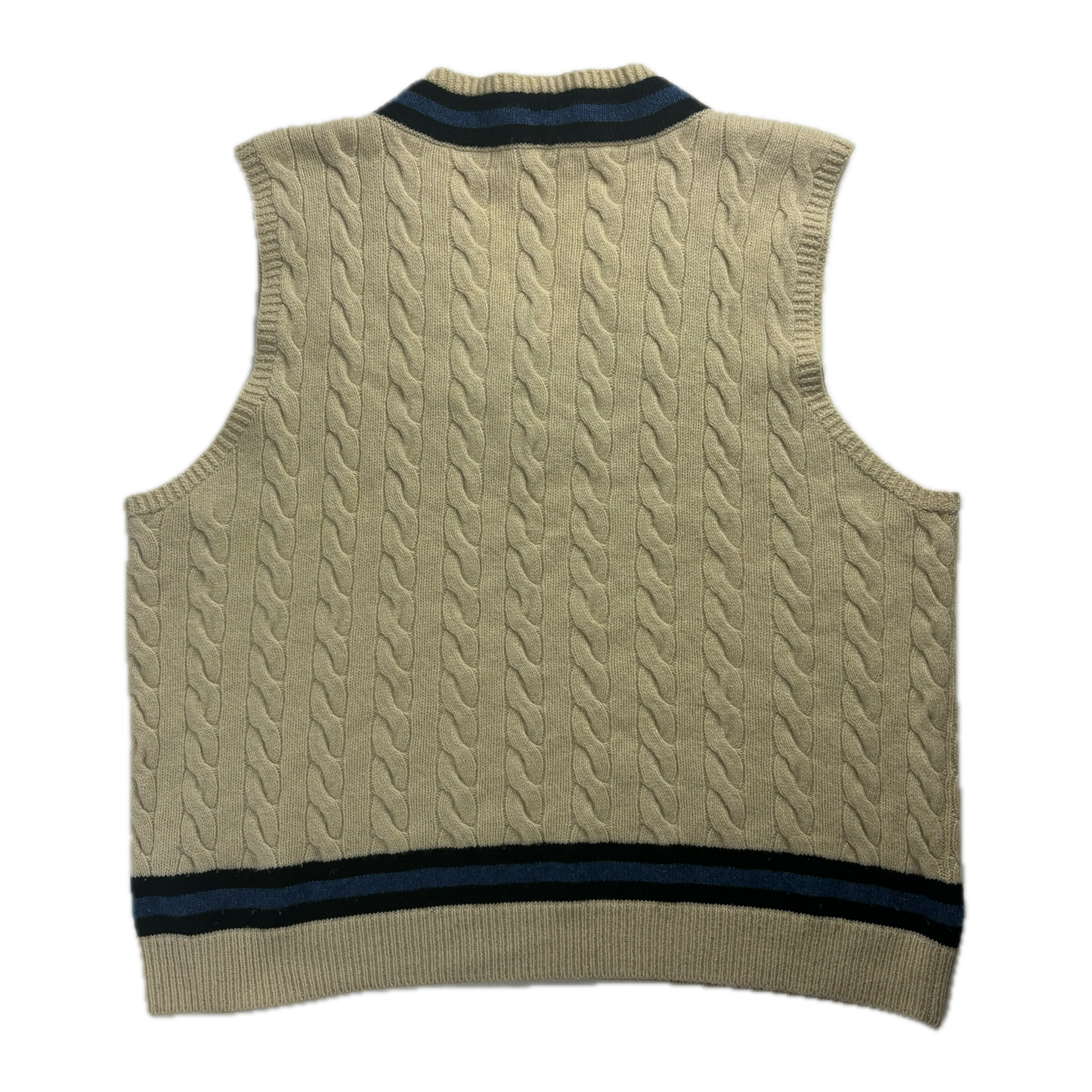 Ivory Cricket Vest Tennis Cableknit (Wool Silk Cashmere) - 2XB
