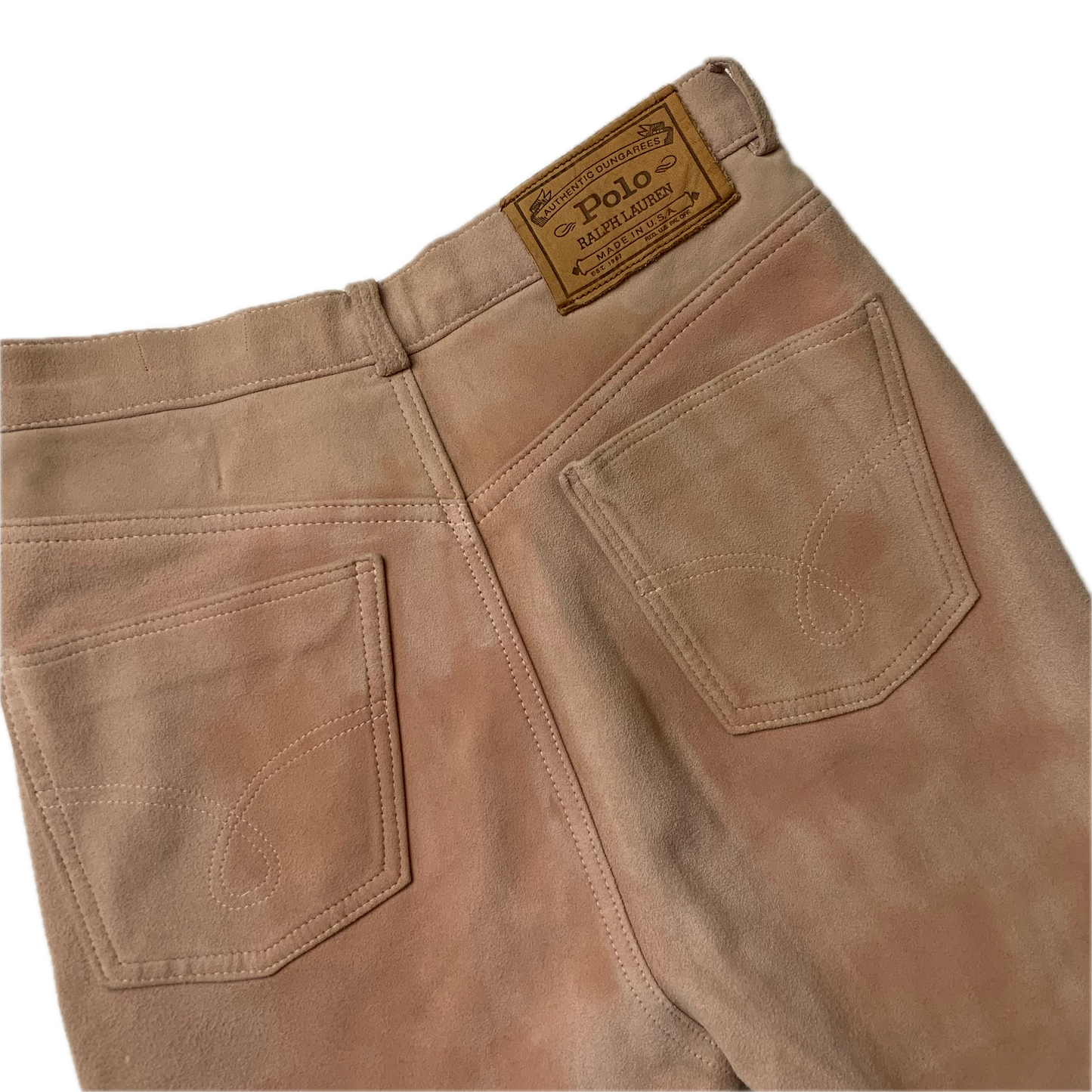 Polo Country Pale Pink Suede Trouser Leather Western - 8
