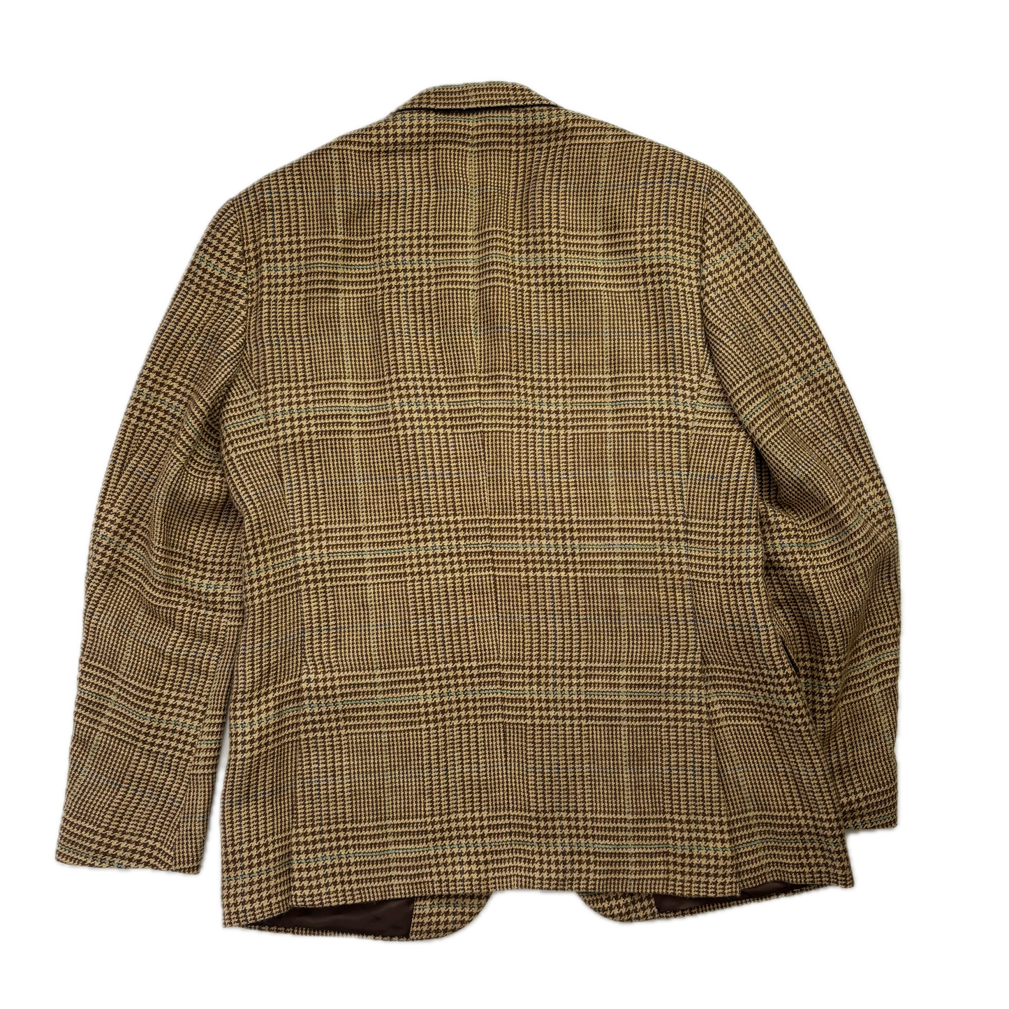 Tan Brown Glen Plaid Blazer (Flax Silk) - 42R