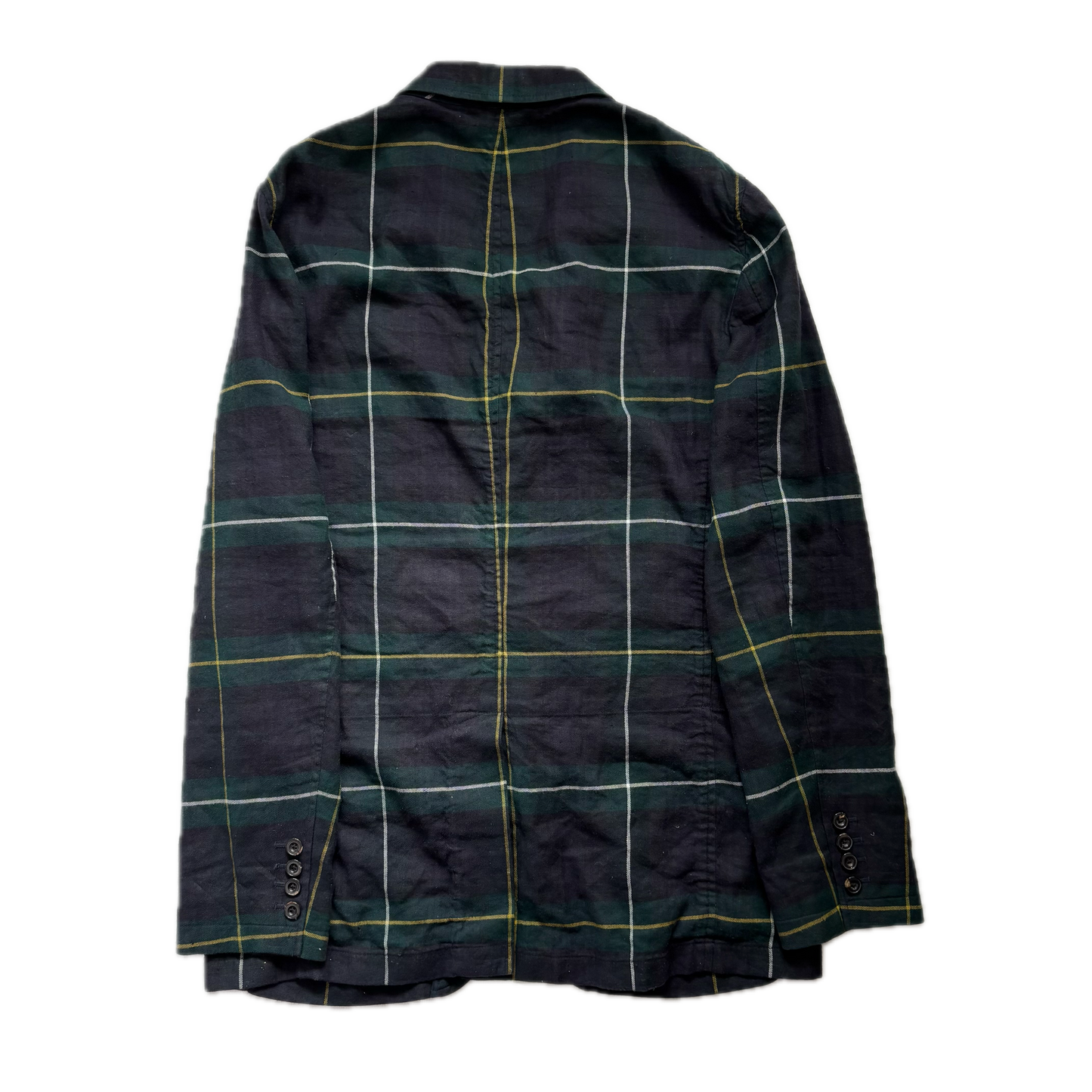 BlackWatch Green Navy Tartan Blazer Sports Coat (Linen Cotton) - 40R