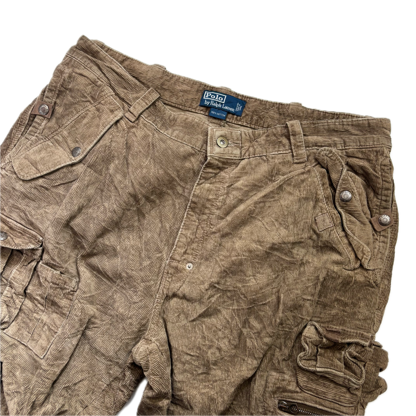 Brown Corduroy Cargo Trouser Utility Pants - 38x32